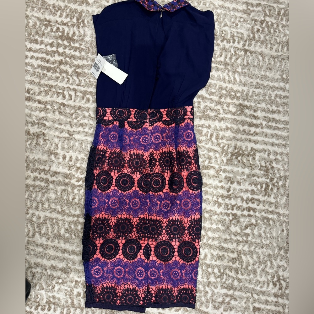 NWT Vintage French Connection Navy Crochet Dress with Collar - Picture 7 of 10